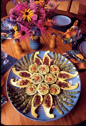 
One of many delicious ways David prepares fresh vegetables — stuffed summer squash with Romano beans.

